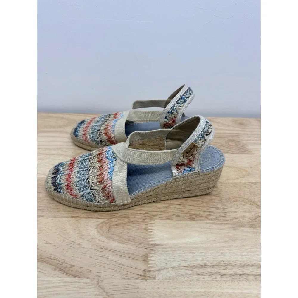 Toni Pons Espadrille Wedge Sandal Womens 40 Multicolor Woven Slingback Spain #23